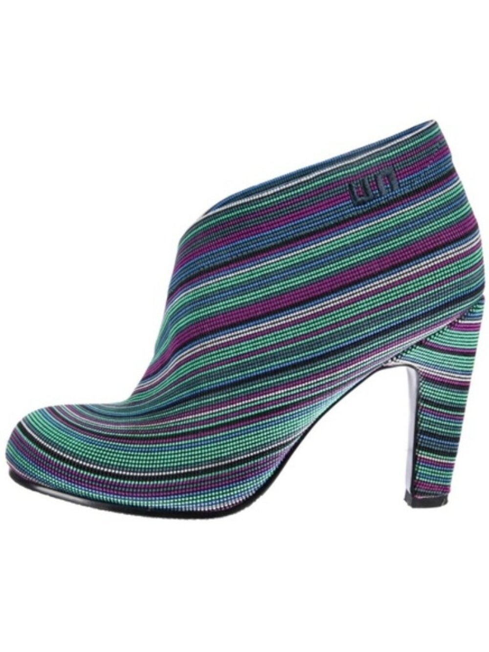 United Nude Fold Hi Multi-Color Striped Ankle Booties Size 6.5, Funky